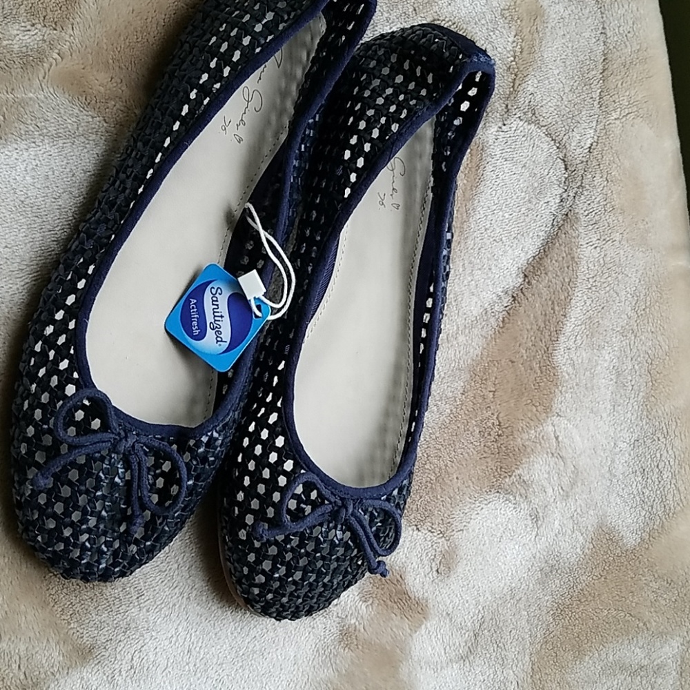 Zara Girls Navy Basket Weave Flats Euro36/US6
